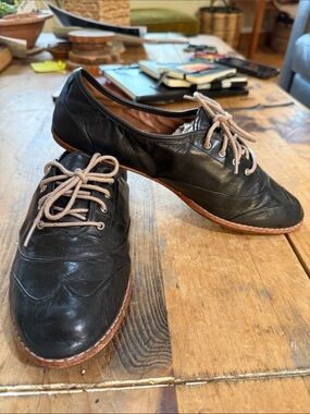 Cole Haan Black Leather Wingtip Oxford Ballet Flats Size 8.5